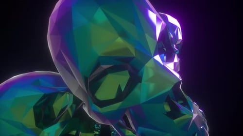 Animated Iridescent Geometric Skulls Loop Background