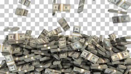 Falling Bundles of 100 Dollar Bills Motion Background