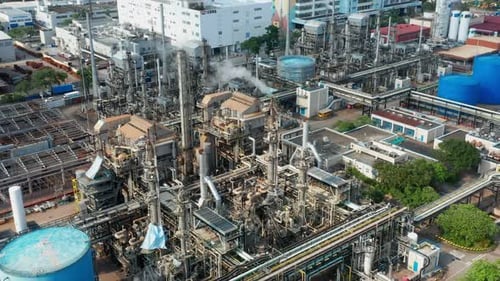 Top view of industrial factory plant
