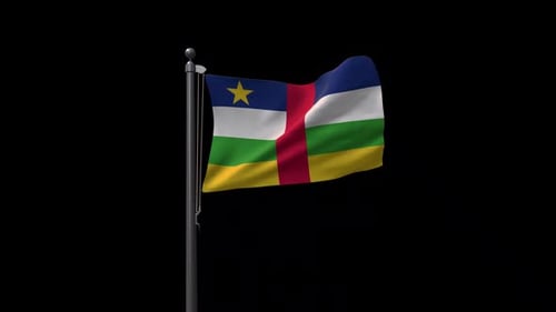 Waving Central African Republic National Flag on Black