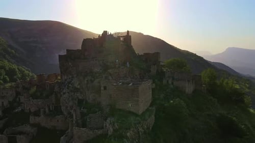 Medieval Stone Ruins of the Ancient Village on the Top of the Mountain