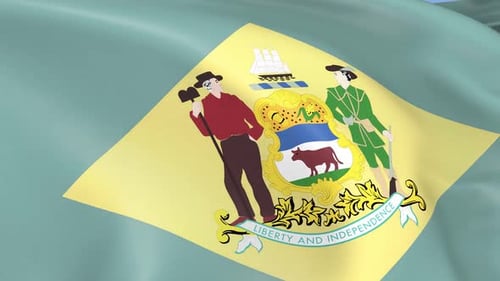 Realistic Waving Delaware State Flag Seamless Loop