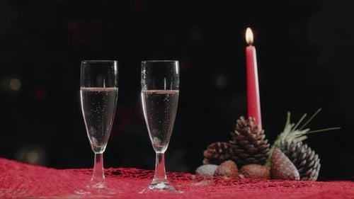 Festive Champagne Toast by Candlelight