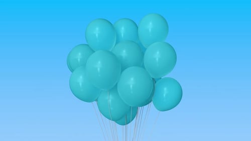 Ein Bündel blauer Luftballons machen