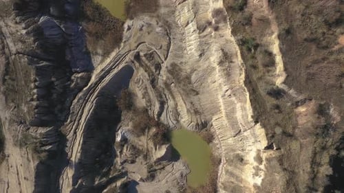 Aerial View of Abandoned and Flooded Open Pit Gypsum Quarry