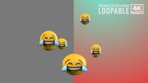 3D Laughing Emoji Animation Alpha Channel