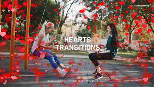 Romantic Red Hearts Particle Transitions Pack
