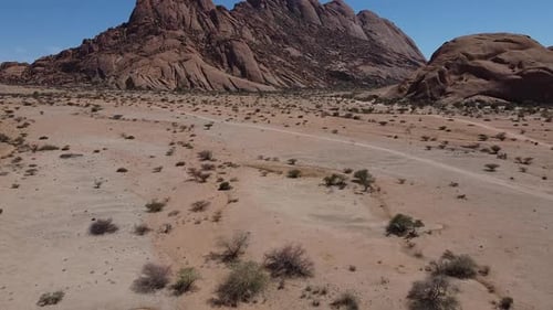 Erongo mountains in the desert, aerial footage of Erongo region, Namibia