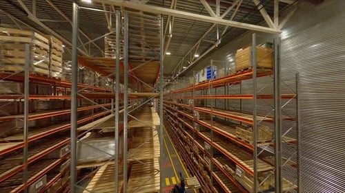 Large Shelving Units with Products in Plant Storehouse