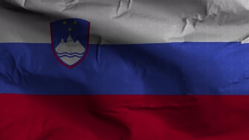 Slovenia National Flag Waving with Fabric Texture