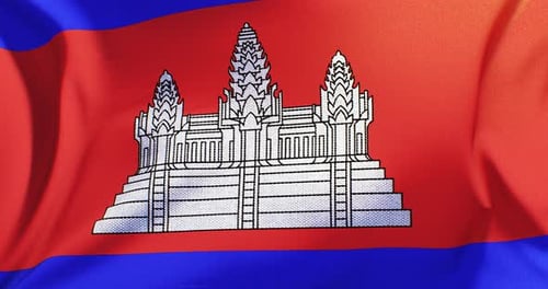Waving Cambodia Flag Seamless Loop Animation