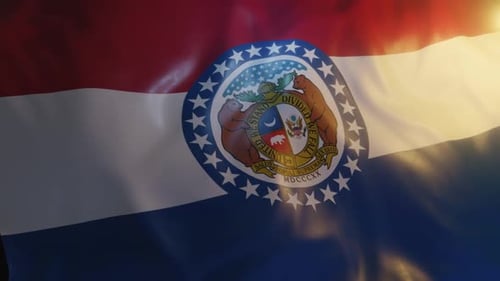 Missouri State Flag Waving Animation with Sunlight