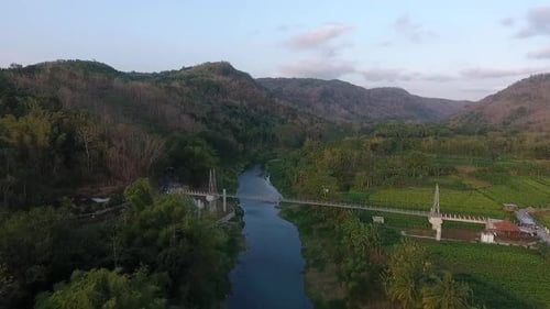 Aerial Shot Bridge Nature Bantul Indonesia
