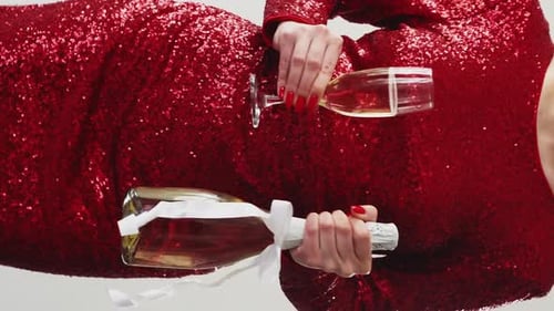 Elegant Woman Celebrates with Wine