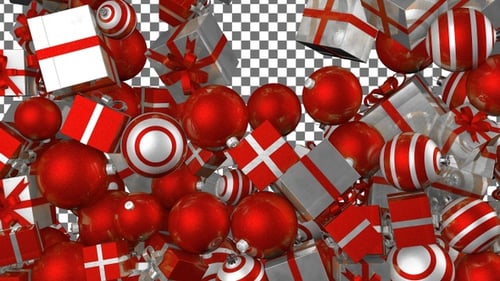 Weihnachtskugeln und Geschenkboxen Transition - Rot/Weiß