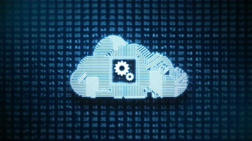 Futuristic Cloud Computing Circuit Board Data Processing Animation