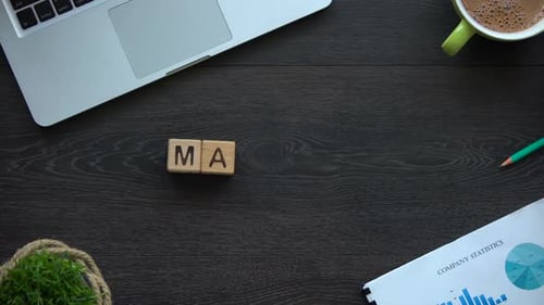 Markt, Geschäftsfrau macht Wort aus Holzwürfeln, Angebot und Nachfrage, Handel