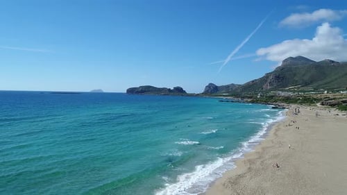 Beautiful Sandy Beach Sea Waves Greece Crete Island Falasarna Beach