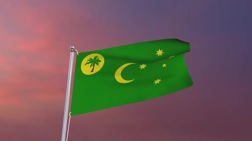Christmas Island Flag Waving in Realistic Animation