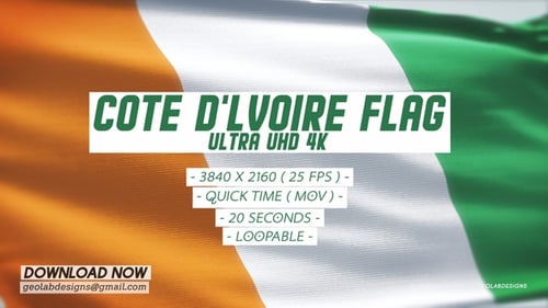 Dynamic Waving Flag of Ivory Coast Loop