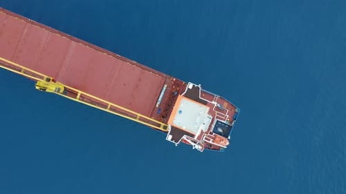 Aerial View. Cargo Ship at Sea
