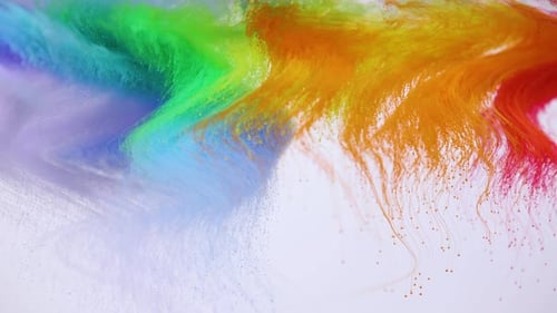 Vividly Colored Paint Swirls on White Background