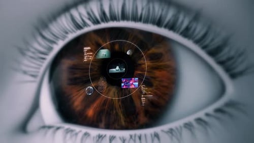 Futuristic Eye Scan Display With Animated Data Interface