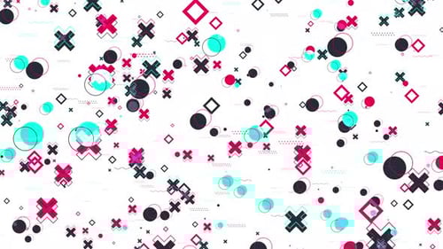 Memphis geometric shapes, crosses, dots and squares, motion abstract business and corporate style