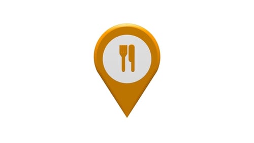 3D Animated Restaurant Location Pin Icon