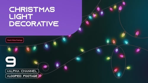 Animated Christmas Light Decorative Borders Pack with Alpha Channel