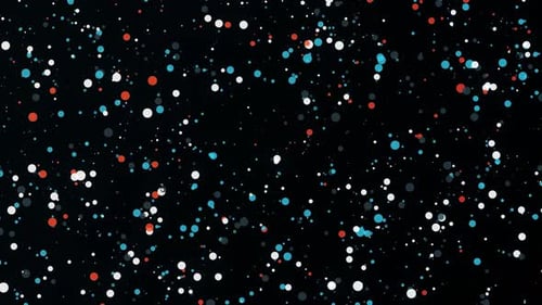 Colored dots moving on black background