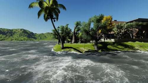 Tropical golf course and beach
