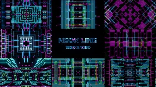 Futuristic Neon Line Geometric Tunnel Loop Background