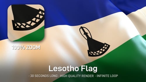 Realistic Waving Flag of Lesotho Loop