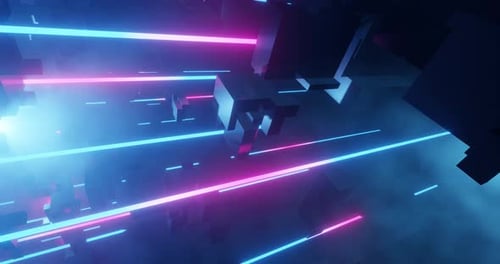 Futuristic Neon Light Trails Loop Motion Background