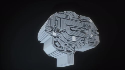 Rotating 3D Circuit Board Brain for Technology and AI Concepts