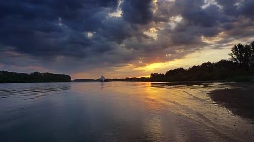 Morning River Landscape at Dawn, Timelapse