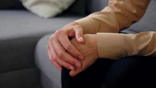 Close Up Woman Moving Hands Expressing Anxiety and Nervous Strain Mental Health