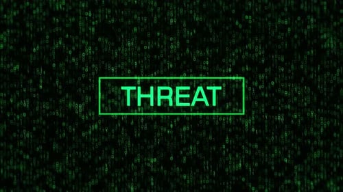 THREAT Warning Over Computer Binary Background. THREAT Notification Over Binary Code