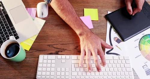 Man using graphic tablet