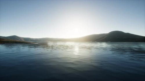Beautiful Calm Lake with Sunset