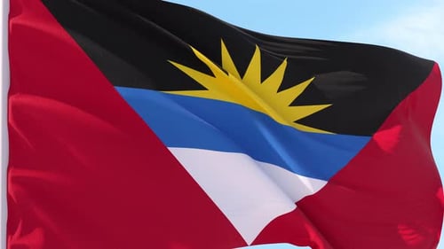 Antigua And Barbuda Flag Waving In Realistic Loop