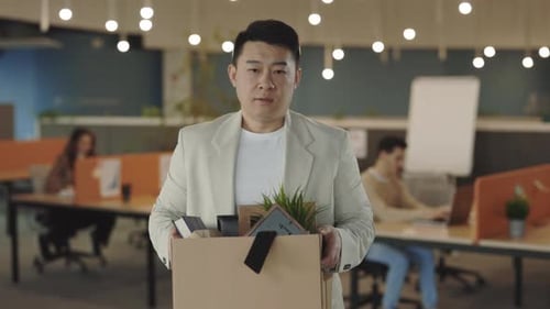 Portrait of Jobless Asian Male Emloyee Fired From Work