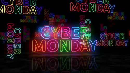 Vibrant Cyber Monday Neon Text Sale Animation