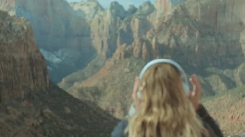 Girl Listens To The Music