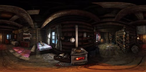 VR360 View of Old Log Home Interior