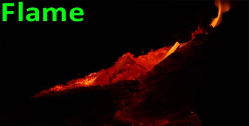 Hot Red Lava Flowing Down a Dark Mountain