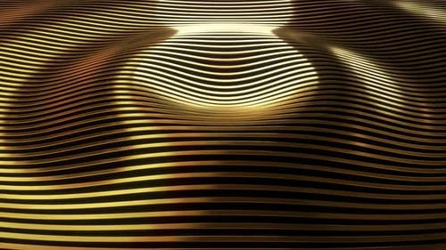 Abstract Golden Waving Lines Fluid Motion Background