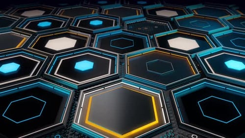 Close up of futuristic surface with hexagons