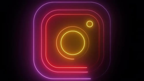 Animated Neon Instagram Logo Reveal